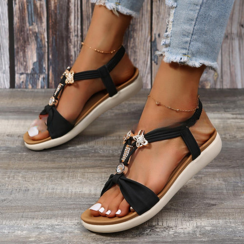 Bohemian Platform Sandals Butterfly Beaded Weave Open Toe Soft Bottom