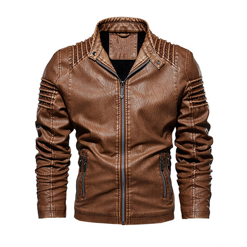 Men Leather Jacket Winter And Autumn Motorcycle PU Warm Fashion Coat 