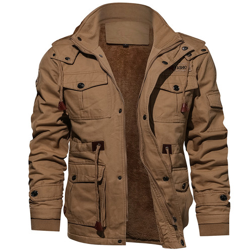Men Winter Fleece Jacket Warm Hooded Coat Thick Outerwear Male Military Jacket