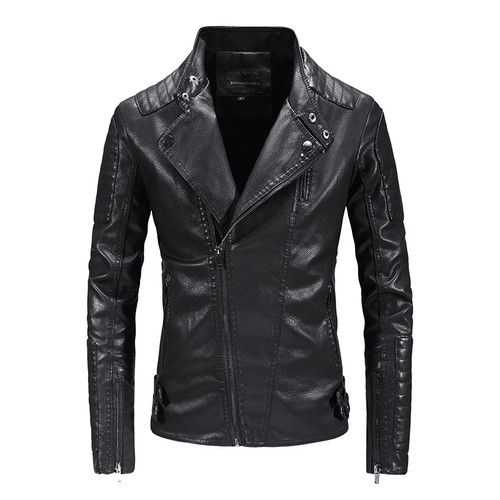 Trendy Leather Jacket Men's Fleece-lined PU Jacket