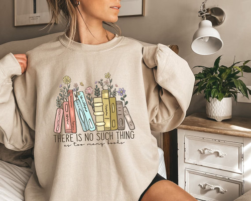 Book Flower Print Colored Cotton Women's Sweater