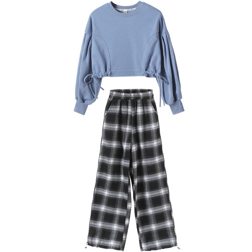 Girls' Suits Western Style  Children's Clothing Trendy Plaid Trousers Big Kids