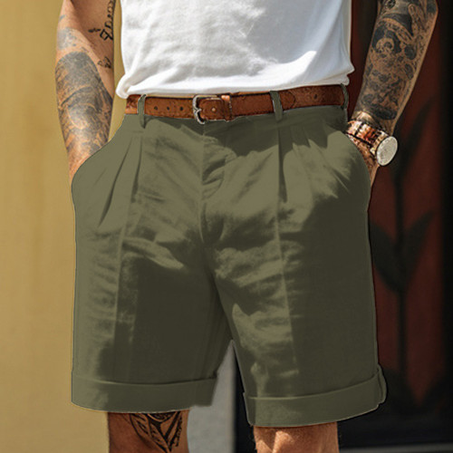 Men's Pleated Pocket Straight Leg Shorts Men's Pleated Pocket Straight Leg Shorts