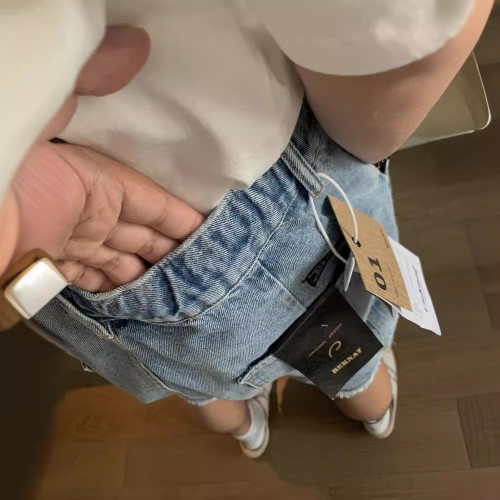 Men's Washed Light Color Denim Elastic Waist Cargo Pocket Patchwork Retro Shorts Men's Washed Light Color Denim Elastic Waist Cargo Pocket Patchwork Retro Shorts