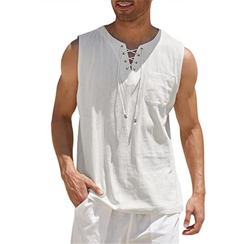 Summer Tank Vest Men Shirt Collar Tie Short Sleeve T-Shirt Summer Tank Vest Men Shirt Collar Tie Short Sleeve T-Shirt