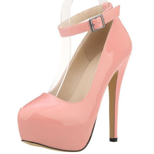 Wedding Bridal Shoes Ankle Strap Women Pumps Platform Ultra Very High Heels Stilettos Pink Green Gray