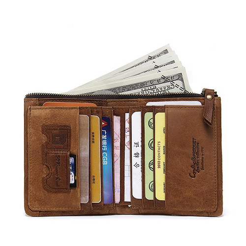 blocking Bifold Slim Genuine Leather Thin Wallets for Men Purse ID/Credit Card Holder New Short Wallet
