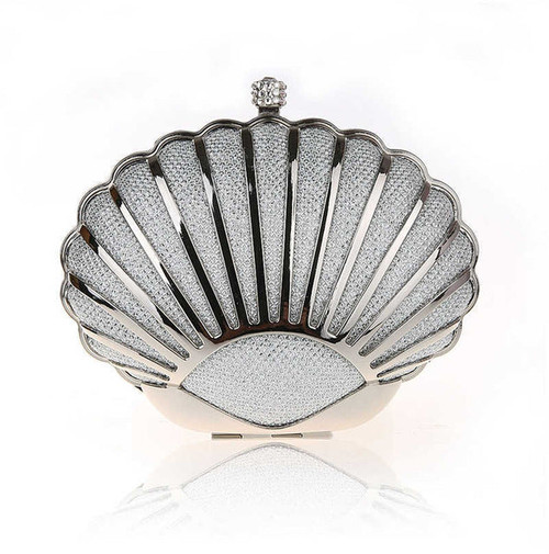 Women Shell Silver Evening Bags Mini Clutch Bag Fashion Party Purse Day Clutch Hard Alloy wallet Small Bags