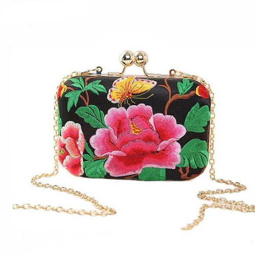 Embroidery Handbags Vintage Clutch Bags National Evening Clutch Bag Women Wedding Bags Chains
