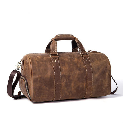 Vintage Crazy horse Genuine Leather Men Travel Bags Luggage Travel Bag Leather Men's Duffle Bags Large Men Weekend Bag