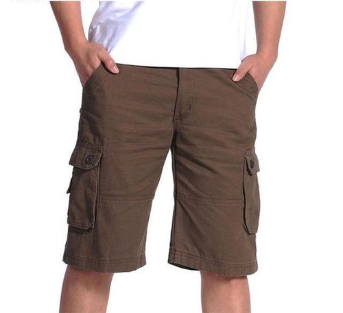 Men Summer Military Baggy Cargo Shorts Loose Fit Mens Multi Pocket Workout Shorts Cotton Knee Length