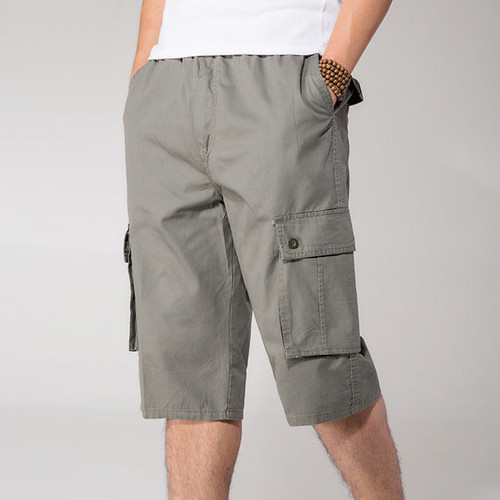 Summer Short Man Multi-Pockets Casual Short-Pants Army Loose Elastic Waist Cargo Short Man