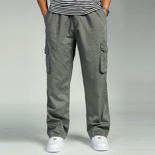 Spring and autumn men loose straight pants oversize elastic waist trousers casual pants