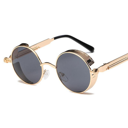 Metal Round Steampunk Sunglasses Men Women Fashion Glasses Brand Designer Retro Frame Vintage Sunglasses High Quality UV400