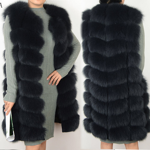 Female real fox fur vest Natural fox fur waistcoat warm winter coat sleeveless pretty fox fur