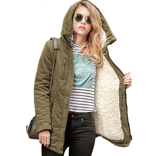 Women jacket Thick Hooded Outwear Medium-Long Style Warm Winter Coat Women Parkas