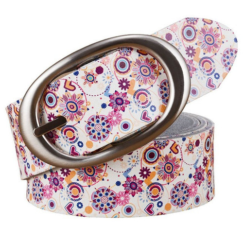 2018 Fashion Genuine leather Belts women Printing Multicolor geometric belt woman Wide luxury High quality female strap for jean