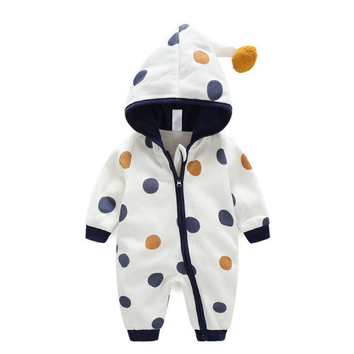 Newborn Baby Romper Kid Jumpsuit Hooded Infant  Outfit Clothes Long sleeve Polka Dot Baby Rompers Overalls of Toddler body suit