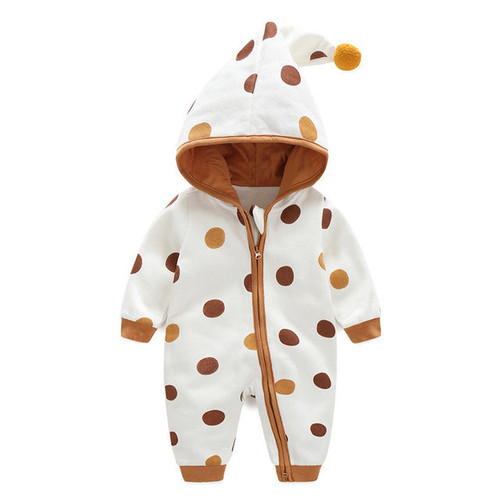 Newborn Baby Romper Kid Jumpsuit Hooded Infant  Outfit Clothes Long sleeve Polka Dot Baby Rompers Overalls of Toddler body suit