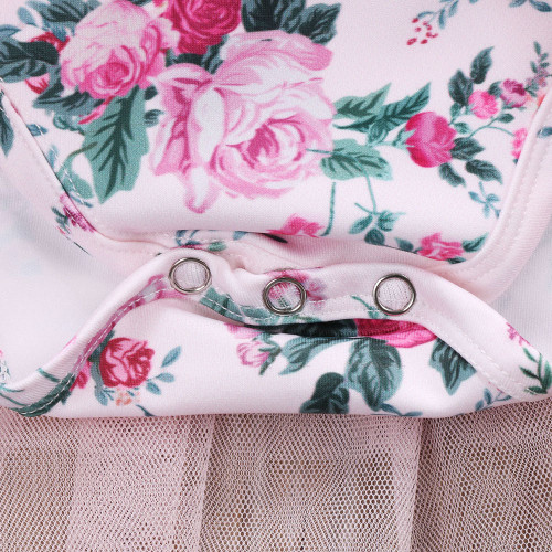 Lovely Newborn baby girl clothes Pink Lace Flower Long Sleeve Bodysuit+Headband 0-24M