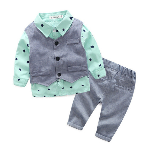 newborn baby gentlemen boy 3pcs/set clothing set shirt+vest+casual pants quality baby clothes