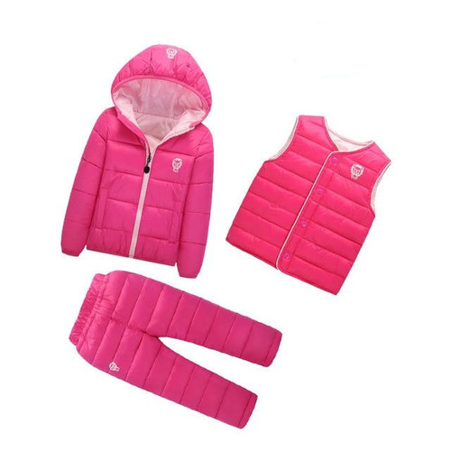 3 Pcs/1 Lot Winter Baby Girls Boys Clothes Sets Children Down Cotton-padded Coat+Vest+Pants Kids Infant Warm Outdoor Suits