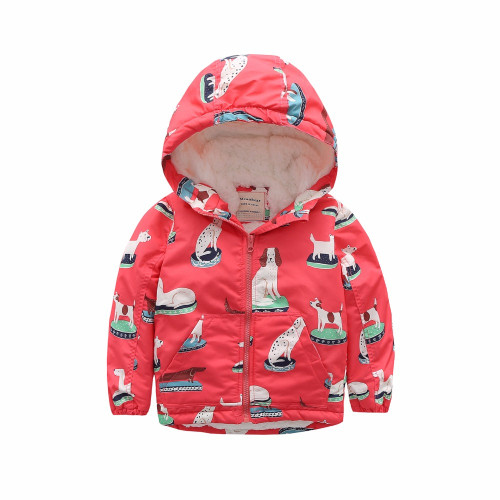 Fashion Cartoon Printing Winter Cotton Children Thicken Padded Lining Jacket Hoodies Keep Warm Boys Girls Coat Tops Outwear