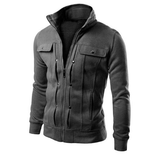 Fashion Mens Warm Lapel Coat Jacket Autumn Winter Long Sleeve Zipper Male Coat