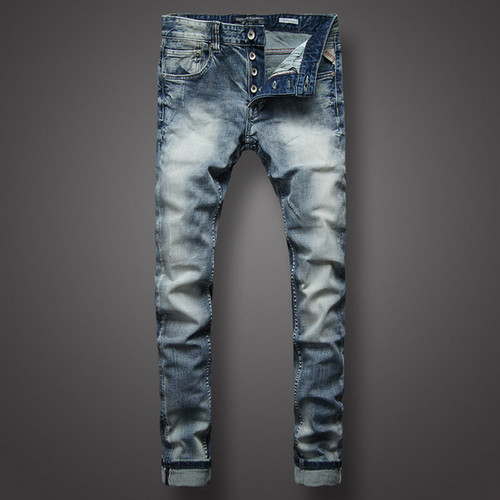 Italian Style Fashion Men's Jeans High Quality Blue Color Slim Fit Classical Jeans Stretch Denim Pants Brand Buttons Jeans Men