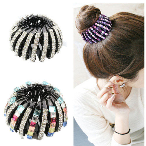 2 Size  New Fashion Beautiful Crystal Rhinestone Ponytail Hair Ornaments Bud Hair Clip Hairpin Women Fashion Hair Accessories