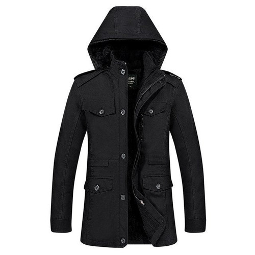 Mens Hooded Trench Coats Winter Plus Velvet Thicker Warm Men Cotton Long Jackets Coat Casual Slim Fit Windbreaker Overcoat