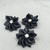 10pcs Satin Ribbon Flower with Crystal Bead Appliques black