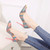 women blue striped 10cm high heel shoes lady cute comfortable slip on high heels