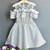 Girls Dresses Summer New Children's Clothing Girls Round Neck Strapless Wave Mesh Stitching Wooden Ear Dress