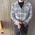 new autumn coat male Korean version of the Slim lattice short jacket men trendy fashion young men's jacket