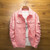 Men Pink Denim jackets Outerwear Jean Coats New Spring Autumn Men Holes Jena Jackets Men Slim Denim Jackets