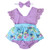 Summer Princess Floral  Romper Dress Baby Girl Clothes Lace Sleeve+Headband 2Pcs Outfits Sunsuit