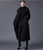 Winter women's wool coat lapel black dark blue long section listing large size