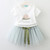Summer girl set / watermelon print t-shirt + tulle skirt set / summer letter print