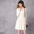 Women's New Autumn Round Neck Sexy Lace Woolen Dress Casual Comfy Long Sleeve Pleated One Piece Mini Dress