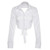Spring Sexy Backless Lace Up Blouses Top Women Long Sleeve Autumn White Turn Down Neck Cropped Shirt Button Down Blouse