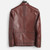 Genuine Leather Jackets Men Autumn Wine Red Leather Natural Clothing Mandarin Collar Causal Leather Real Coats