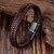 Trendy Men Jewelry Red Braided Leather Rope Bracelet Black Magnetic Buckle Bracelets Punk Men Wrist