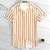 Striped Men Shirt Lapel Neck Button Casual Brand Shirts Men Hip-hop Short Sleeve Tops