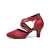 New Microfiber Synthetic Leather Closed Toe Latin Dance Shoes Dark Red Black Ballroom Tango Salsa Dance Shoes