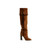 Khaki Suede Knee High Boots Women Slip On Fringe Thigh Boots Pointed Toe Thick Round Heels Genuine Leather Boots Women