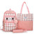 3 Pcs/set Women Canvas Laptop Backpacks For School Teenagers Girls Preppy Style Plaid Shoulder Bag Casual Student Travel Bags