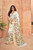 Pure Linen by Linen Embroidered Saree with Golden Brocade Border