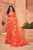 Designer Linen Saree with Golden Zari Stripes with Beautiful Floral Design.