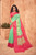 Designer Linen Saree with Pista Green nd Pink Color Contrast Combination with Unstitched Blouse.